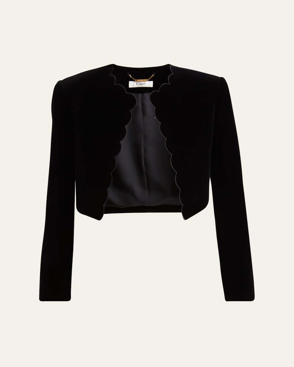 Scalloped Velvet Crop Jacket